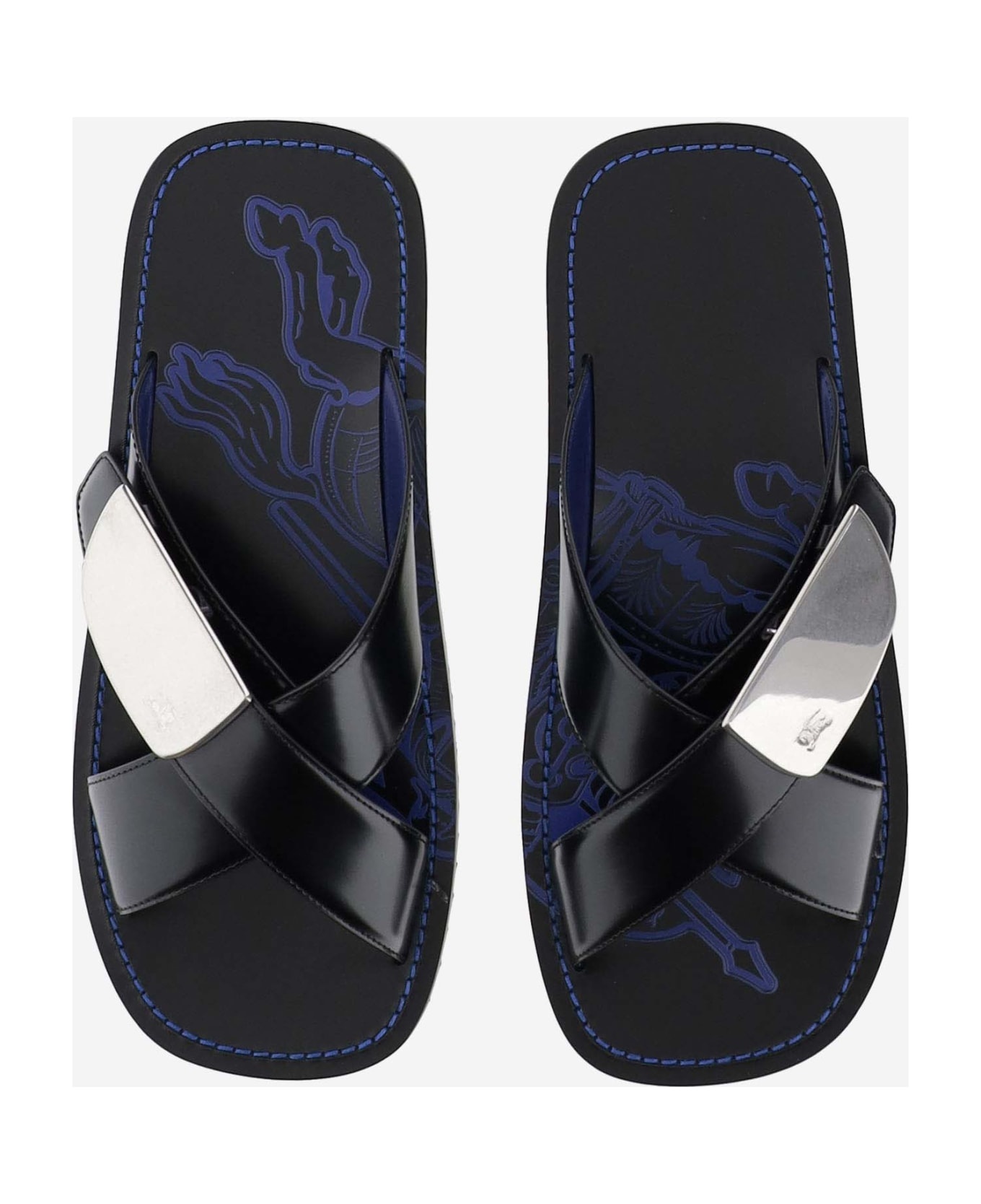 Burberry Strip Shield Leather Slippers | italist | REVERSIBLE