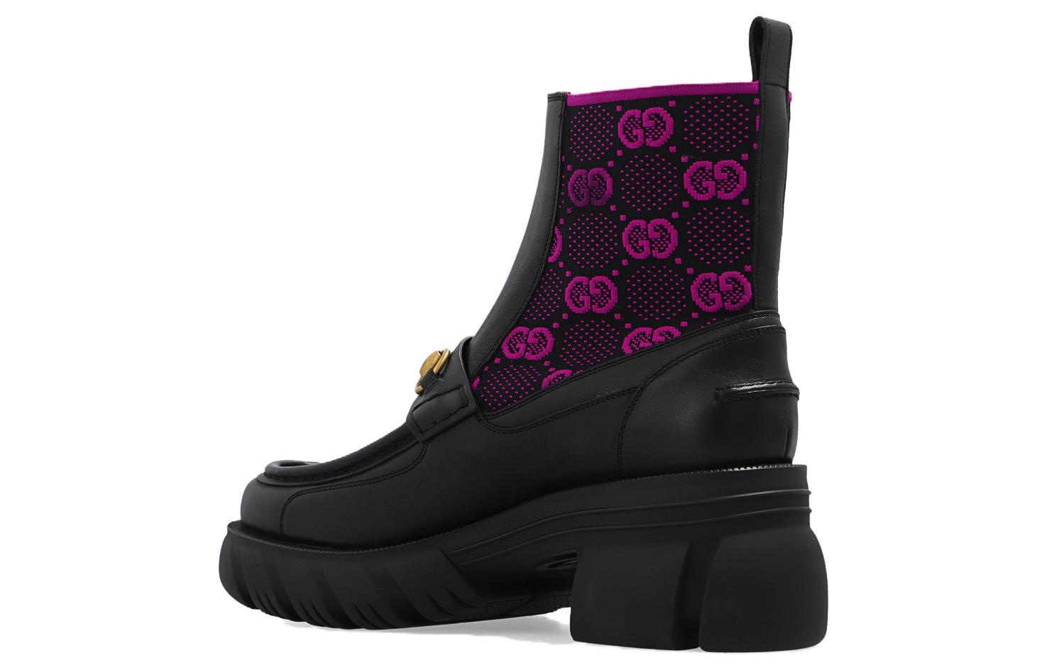 (WMNS) Gucci Horsebit GG Jersey Boot 'Black Fuchsia' 718716-AAA4Y-1074 - 3