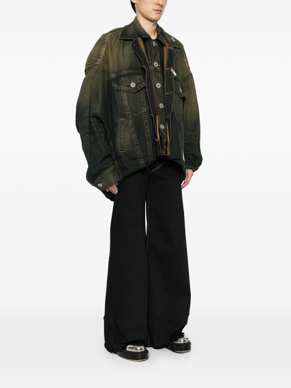 layered denim jacket - 3