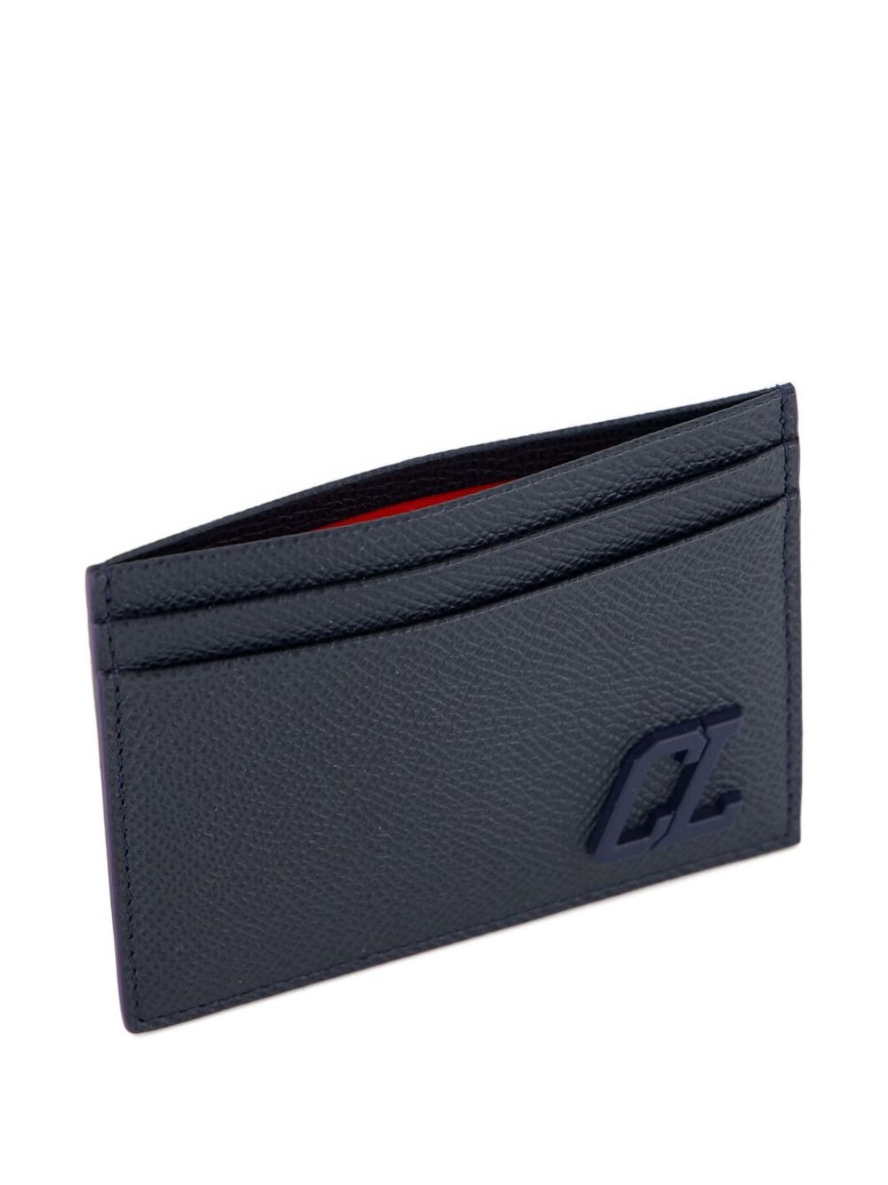 embossed logo calf leather card holder - 2