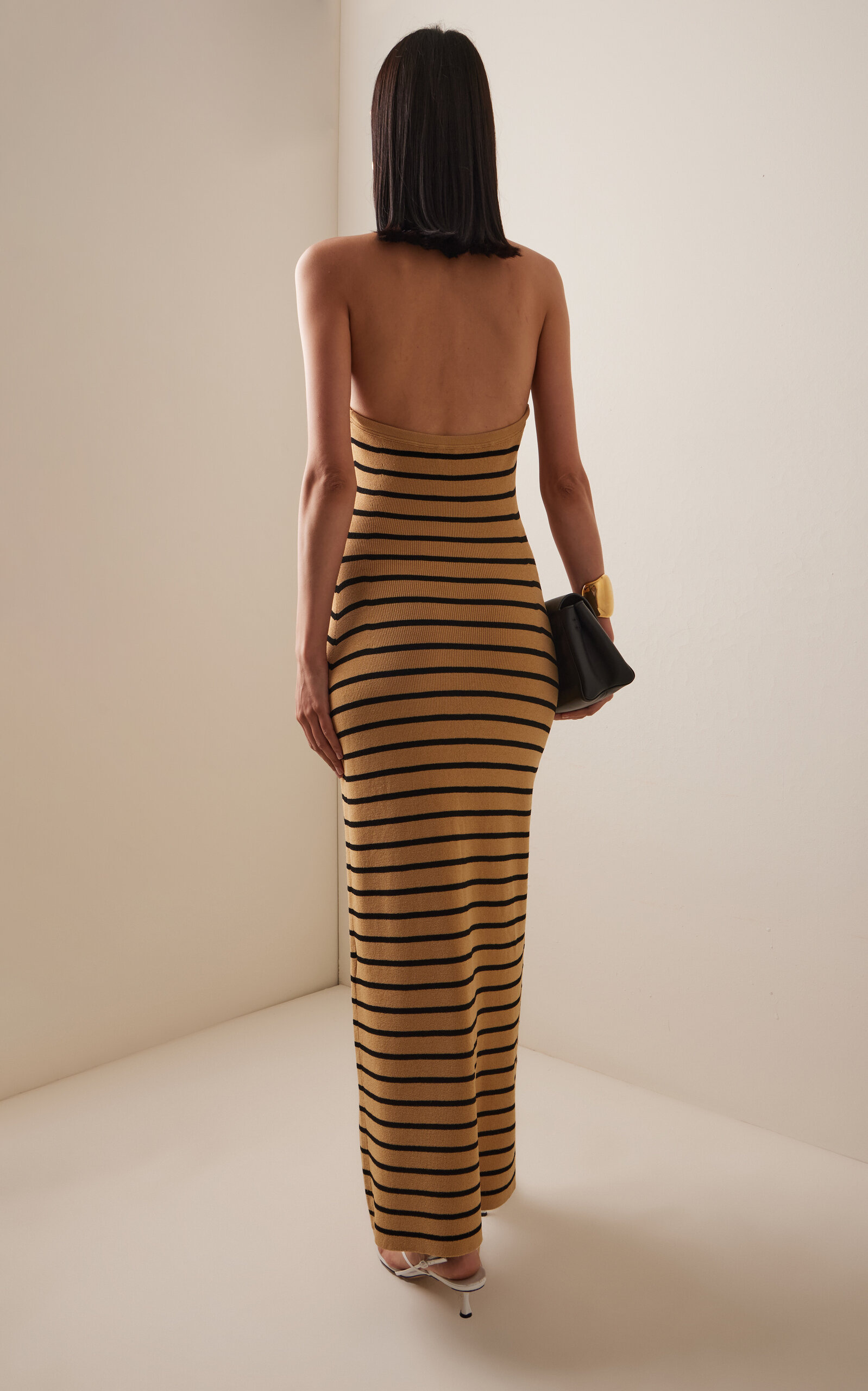 Meryl Dress in Matte Viscose Rib stripe - 4