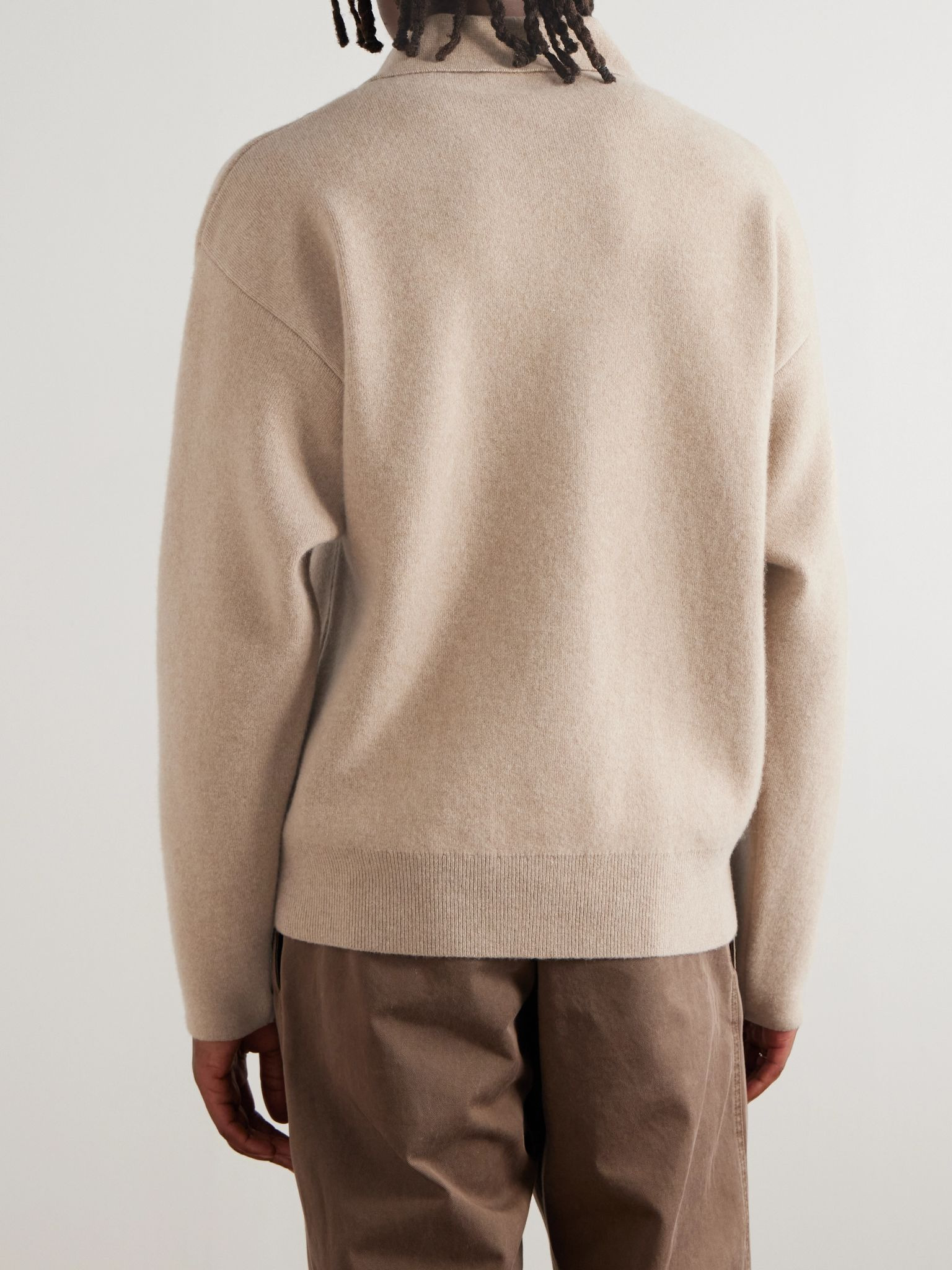 La Maille Vareuse Pallone Wool and Cashmere-Blend Sweater Beige - 3