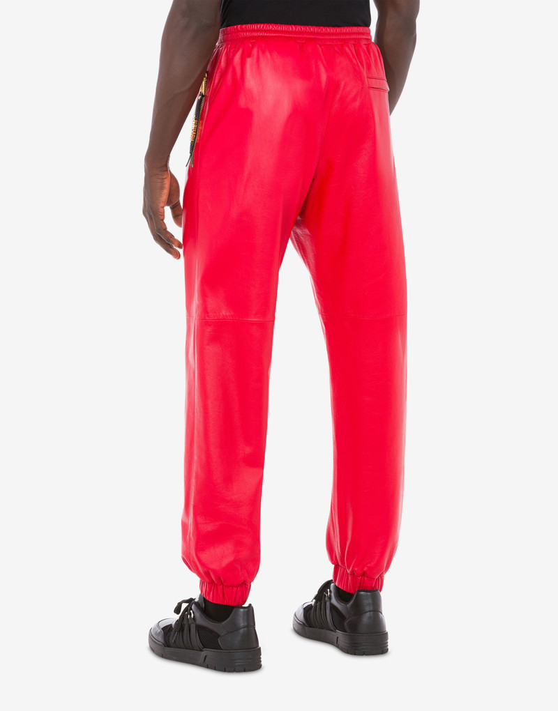 MINI LETTERING ZIP PULLER NAPPA LEATHER JOGGERS 3