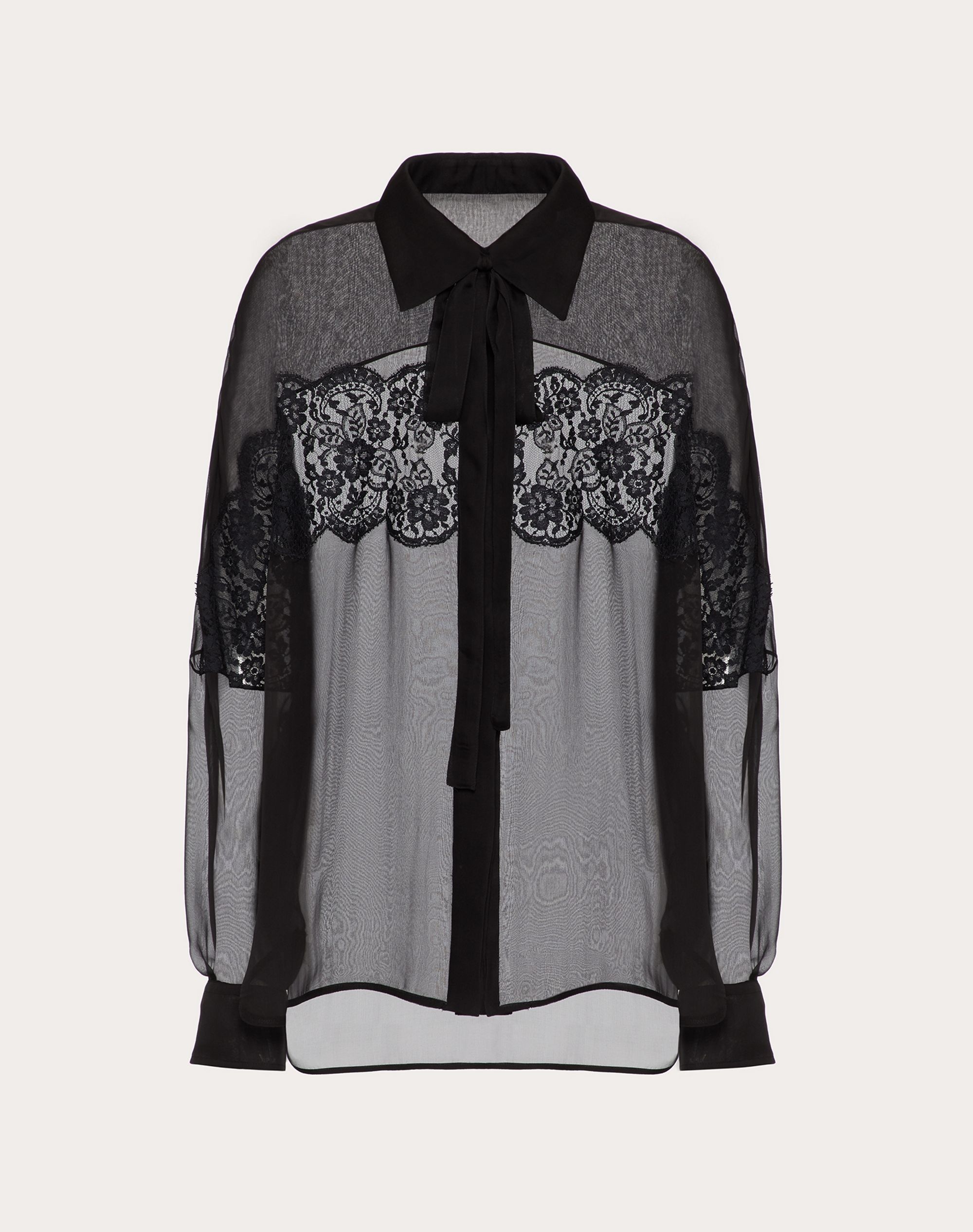 CHIFFON AND LACE SHIRT - 1