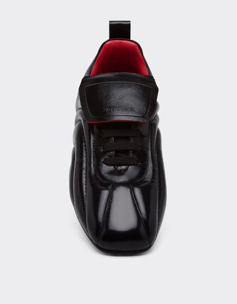 Running trainers in wet-effect leather 4