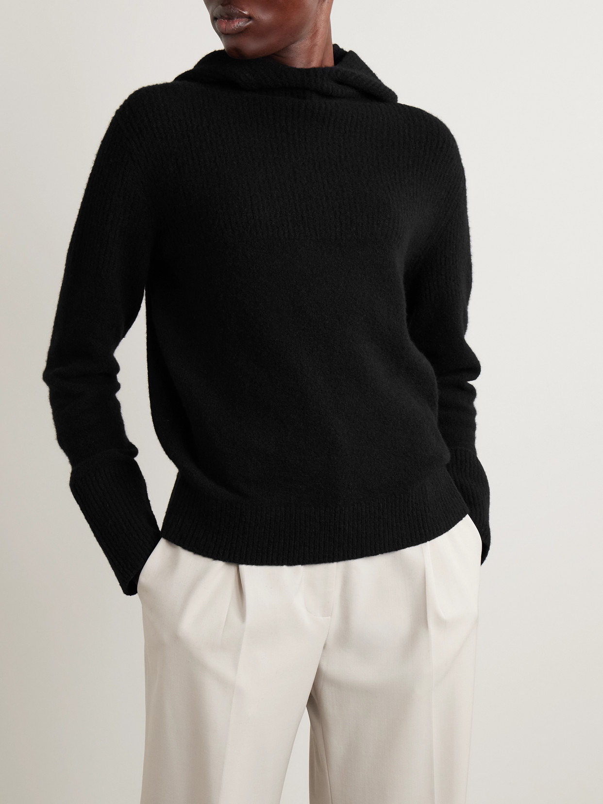Greta Ribbed Cashmere Hoodie - 4