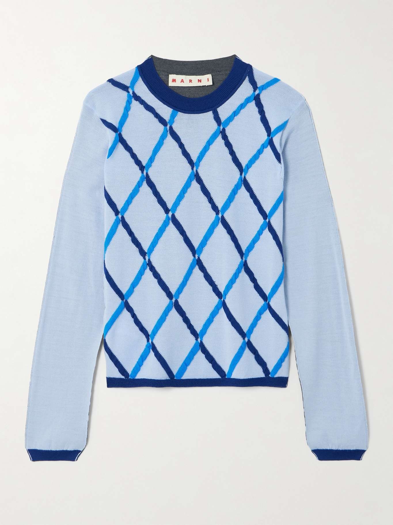 Argyle knitted wool and silk-blend sweater - 1