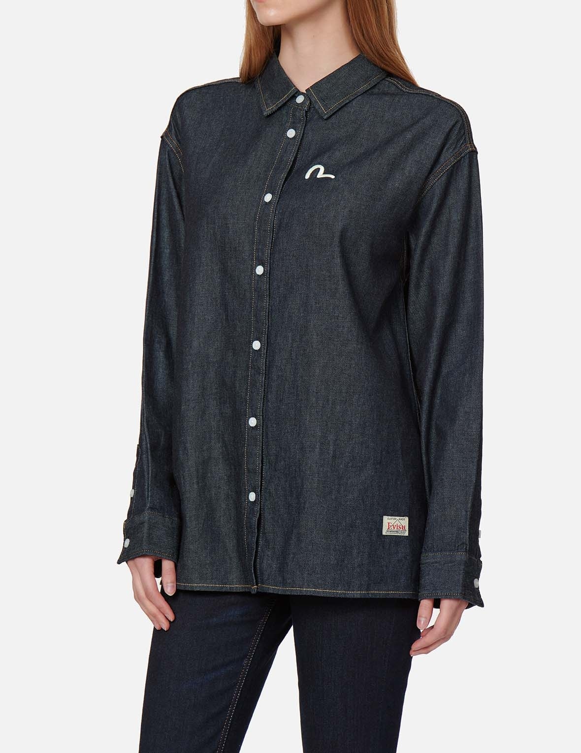 BROCADE KAMON PRINT DENIM SHIRT - 4