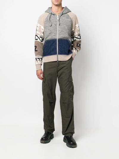 DSQUARED2 intarsia-knit zip-up hoodie outlook