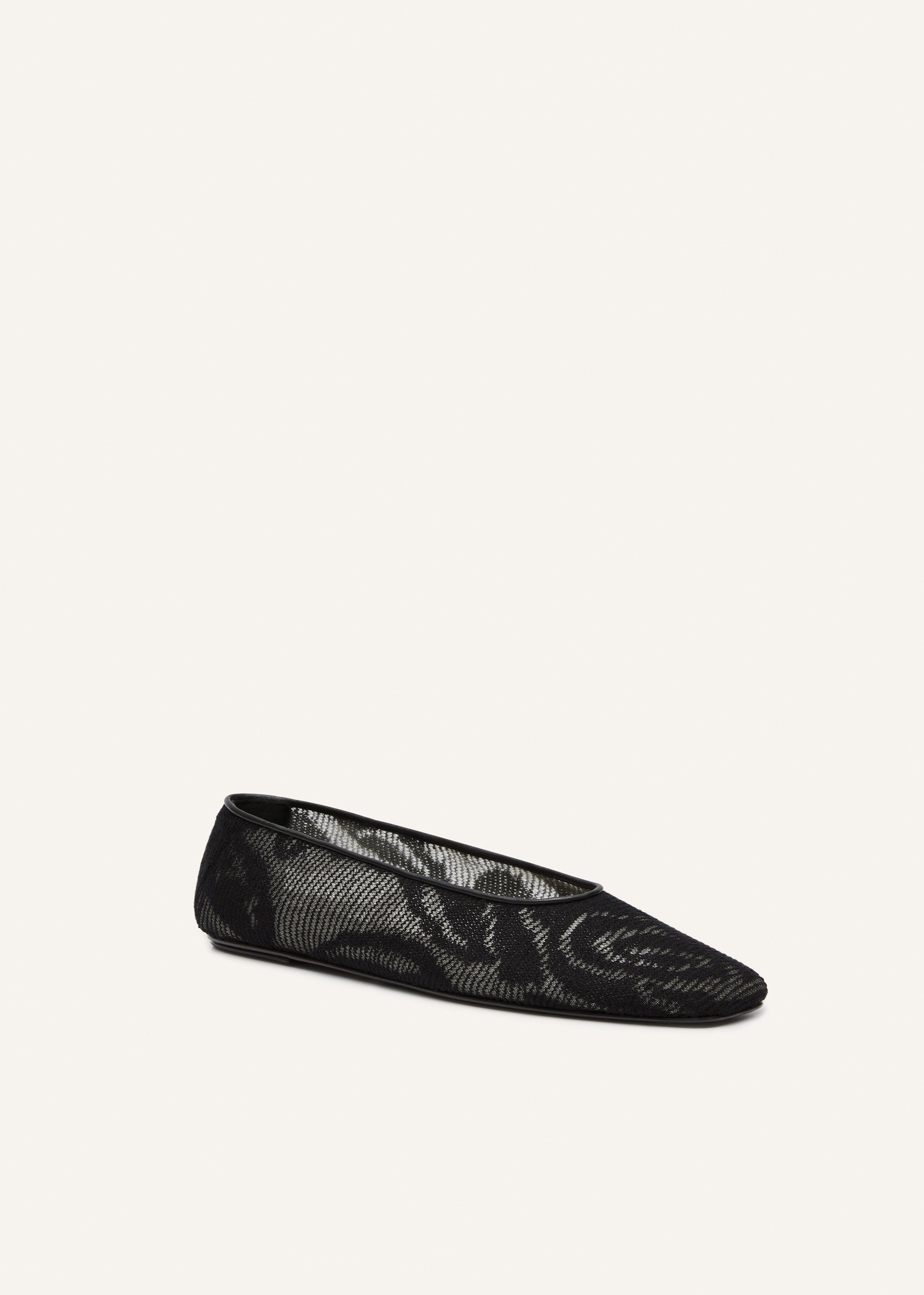 Floral knit ballet flats in black - 2