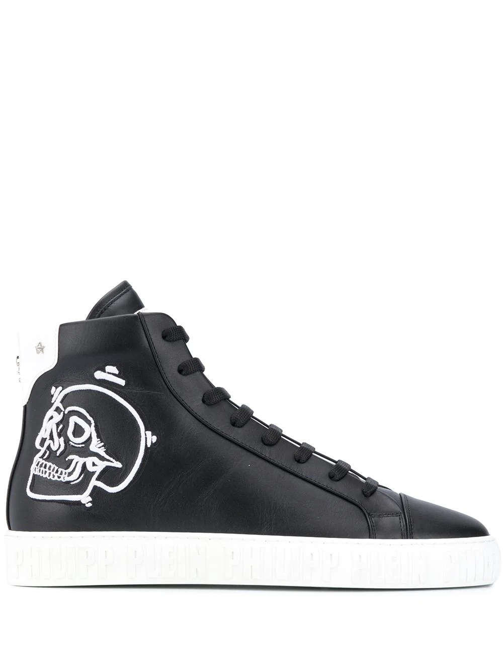 embroidered skull high-top sneakers - 1