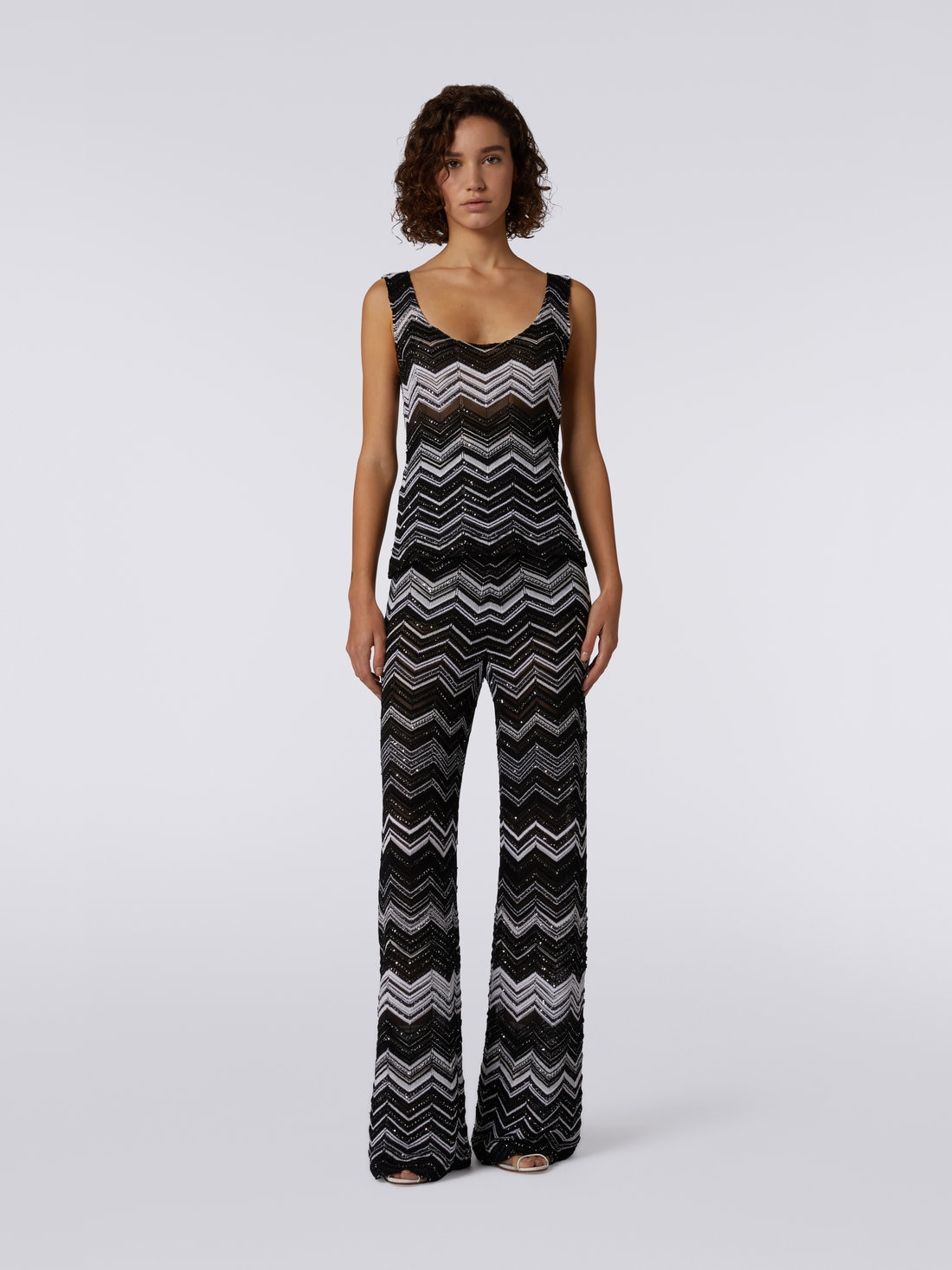 Viscose chevron tank top with sequins - 2