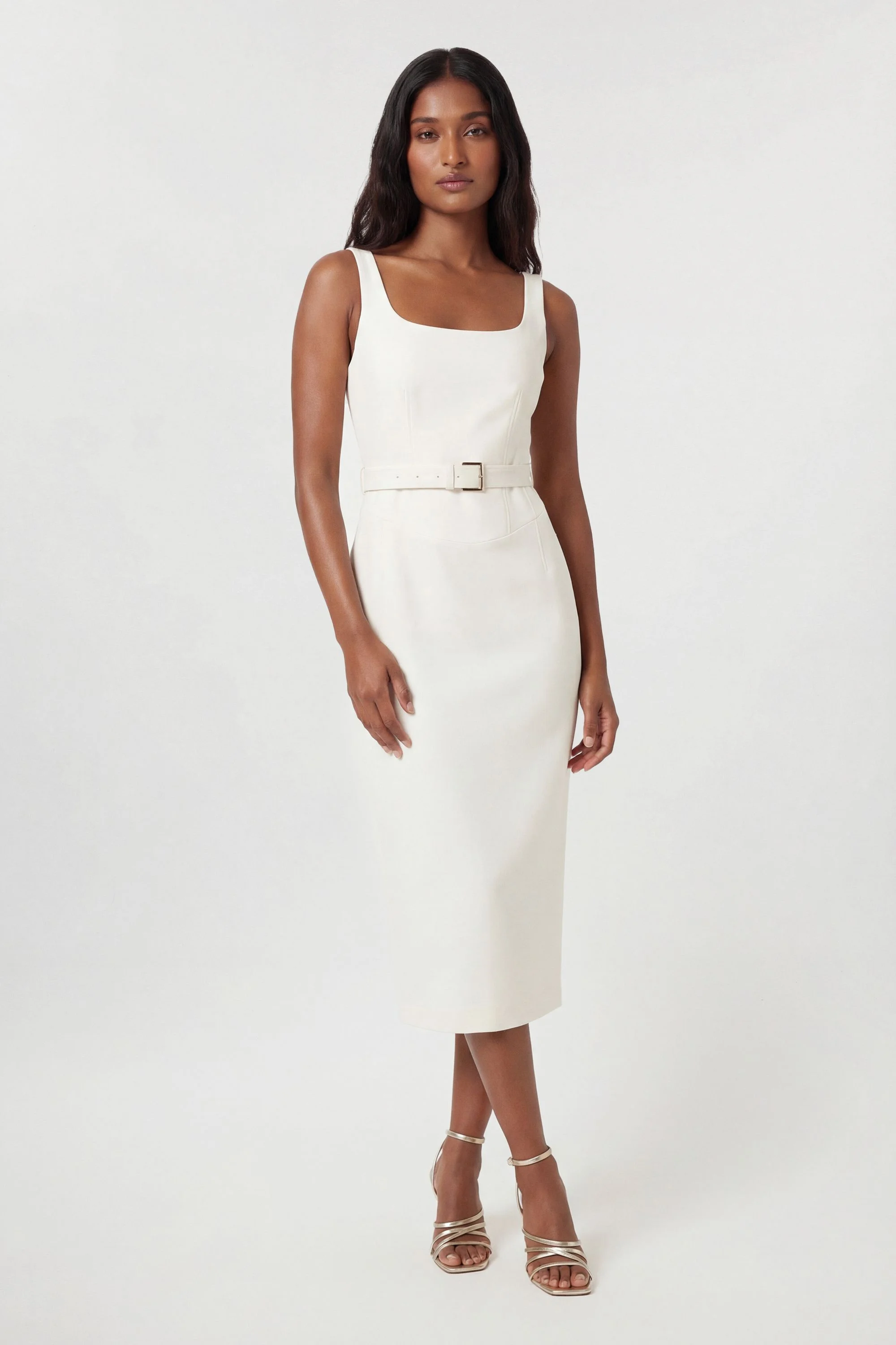 Compact Stretch Tailored Pencil Midi Dress - 1