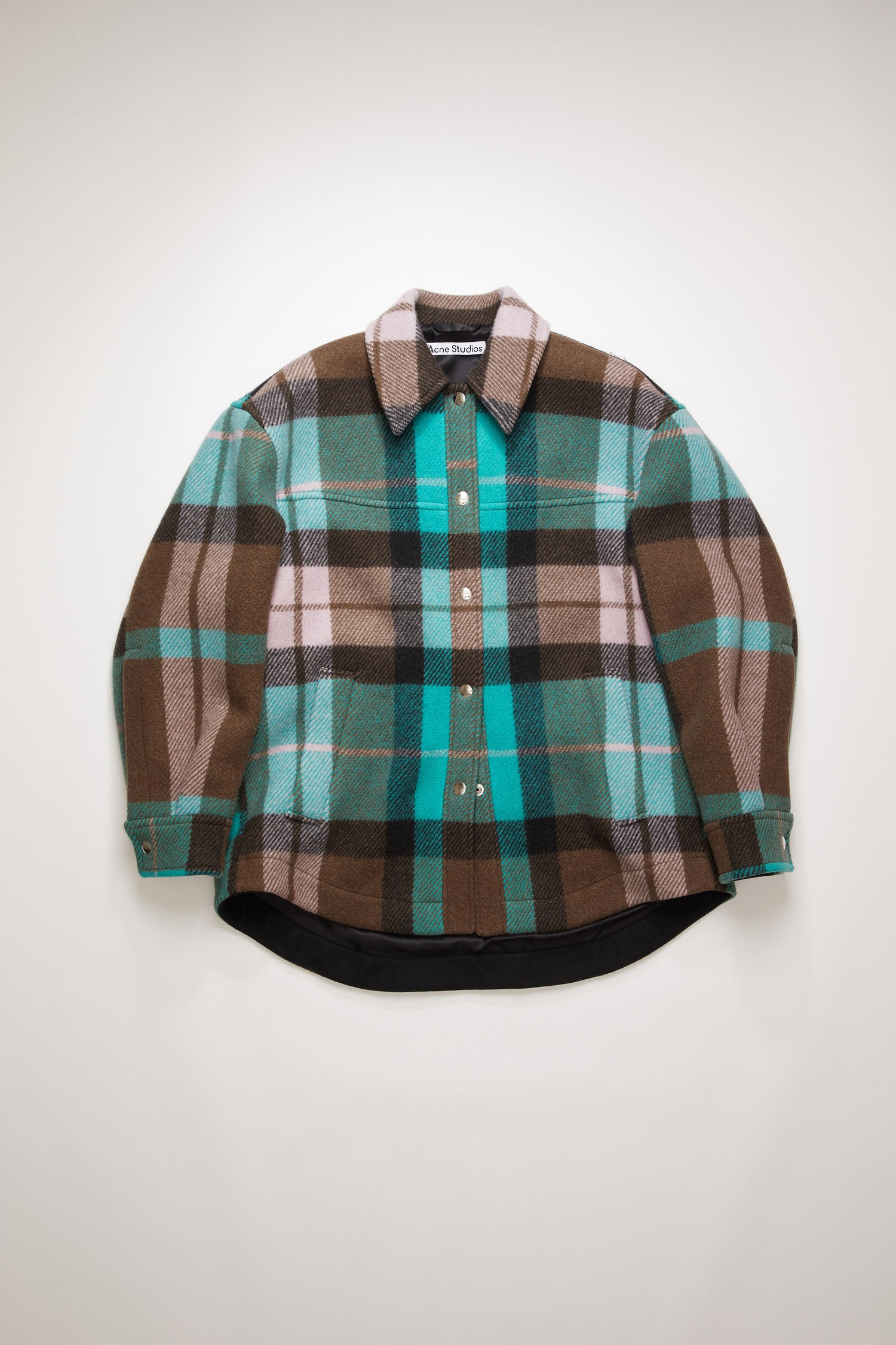 Checked overshirt turquoise/brown - 1