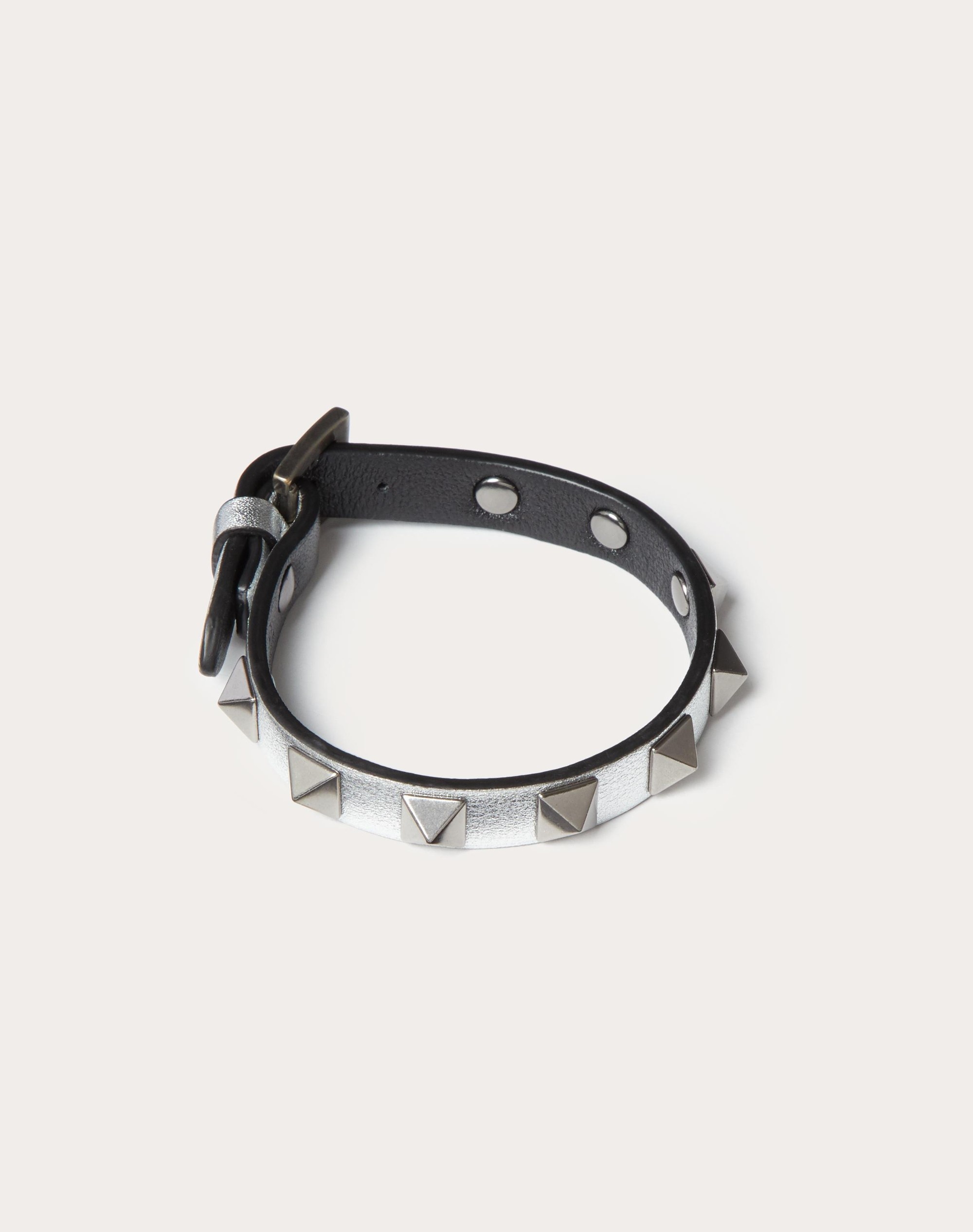 LEATHER ROCKSTUD BRACELET WITH ANTIQUE SILVER-FINISH STUDS - 3