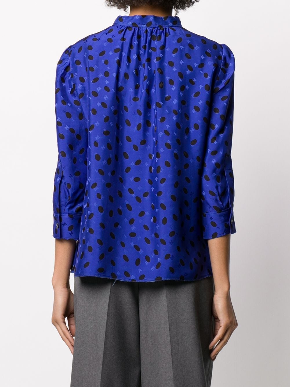 polka dot logo print blouse - 4