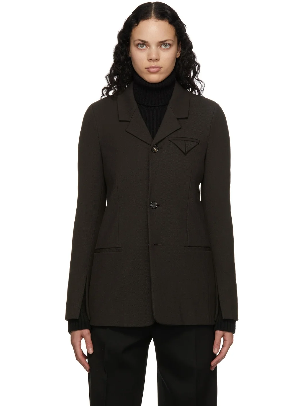 Brown Wool Twill Blazer - 1