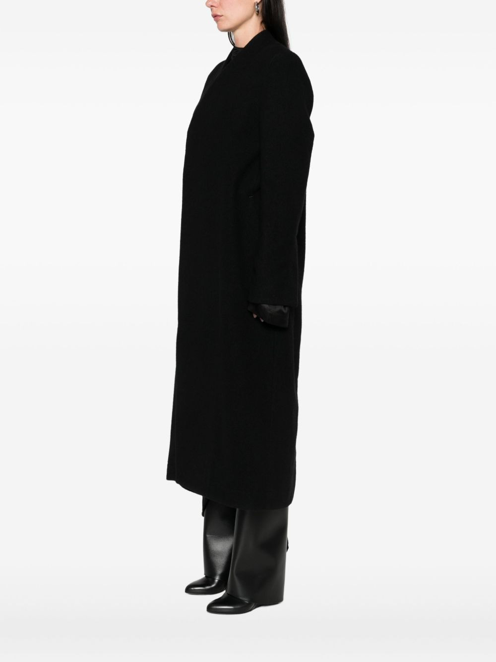 overlap-seam wool coat - 3