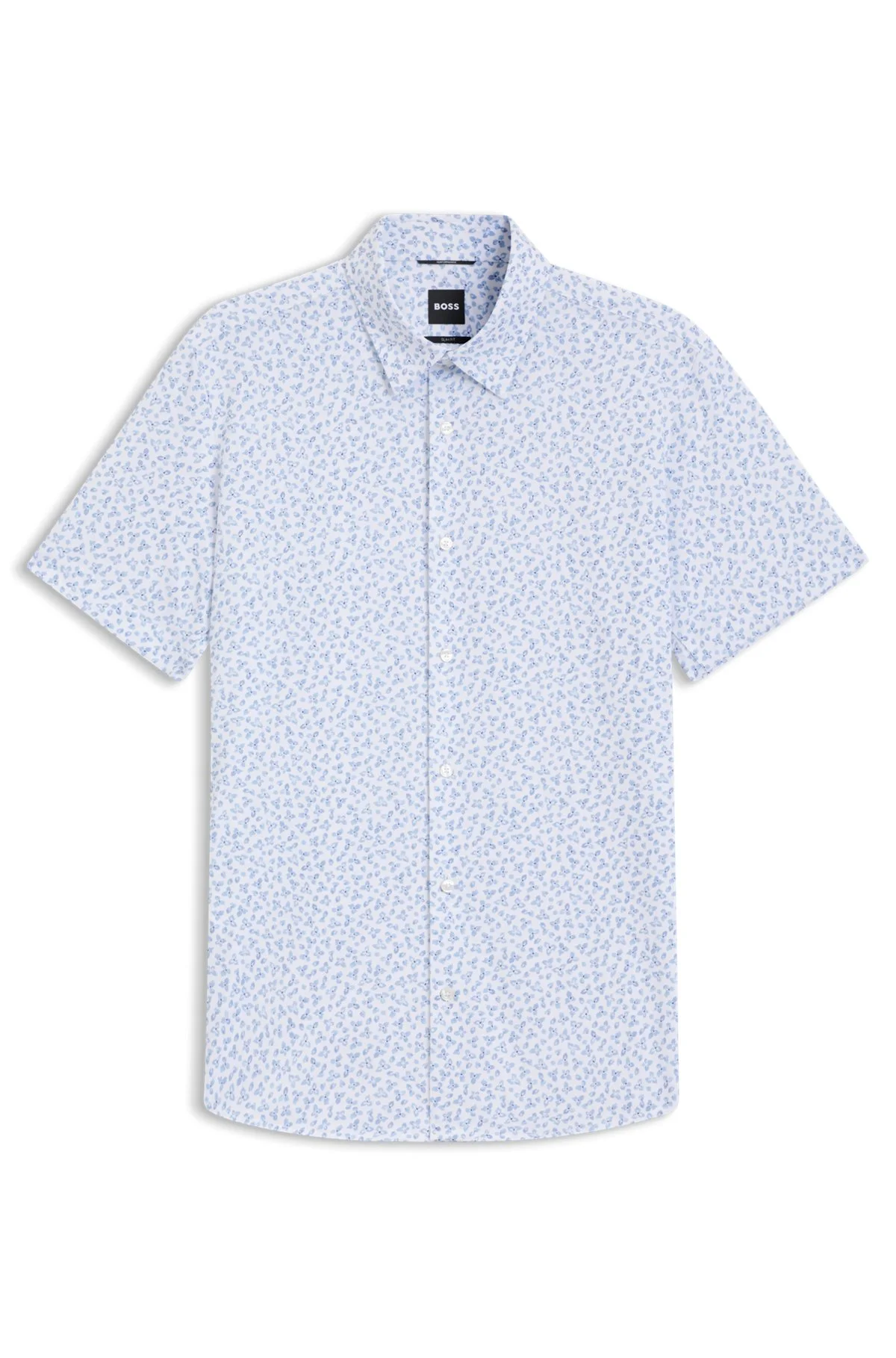 PRINTED SLIM-FIT SHIRT IN COTTON-BLEND JERSEY - 1