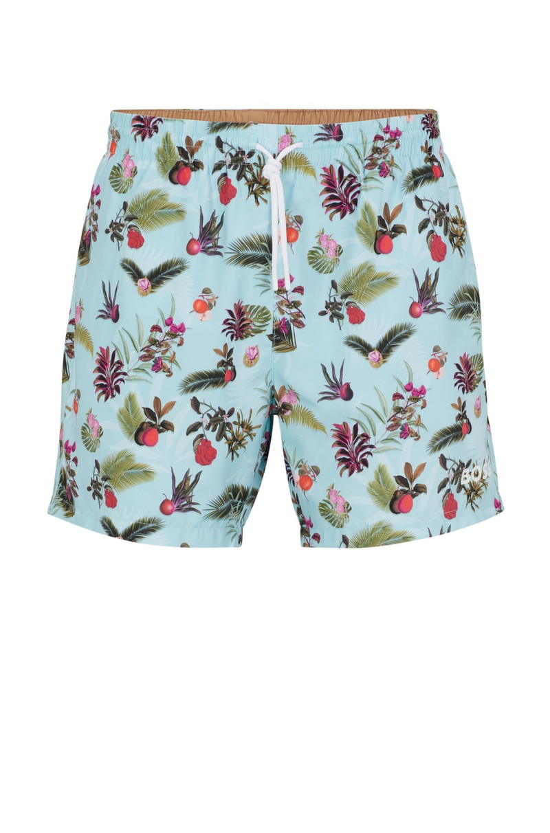 FLORAL-PRINT SWIM SHORTS WITH LOGO DETAIL 1