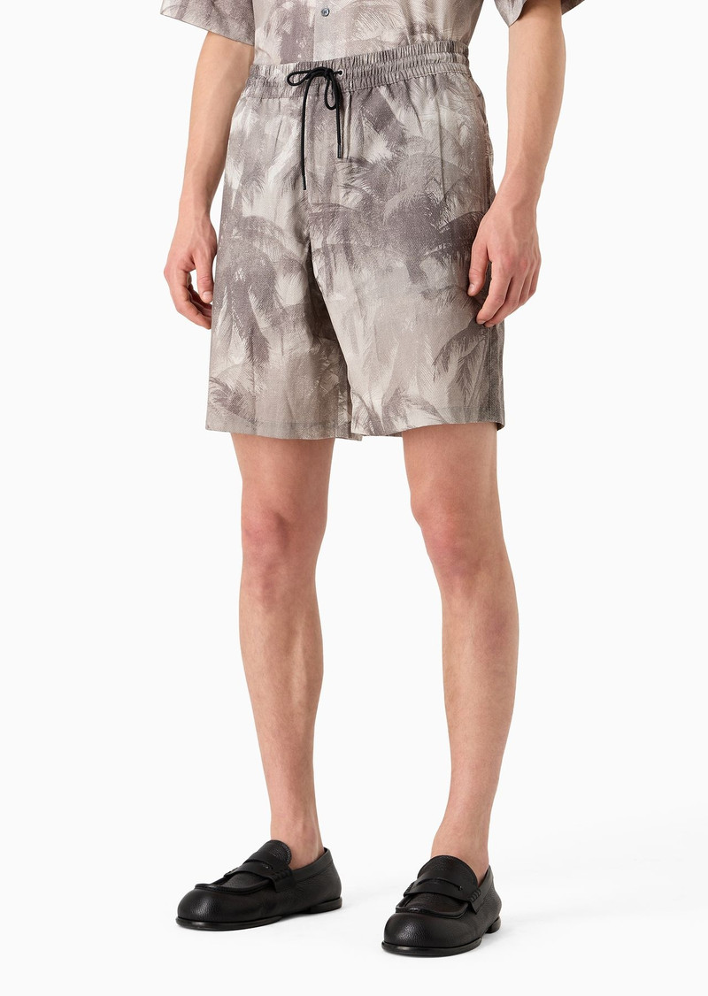 EMPORIO ARMANI ASV Lyocell-blend drawstring Bermuda shorts with all-over print outlook