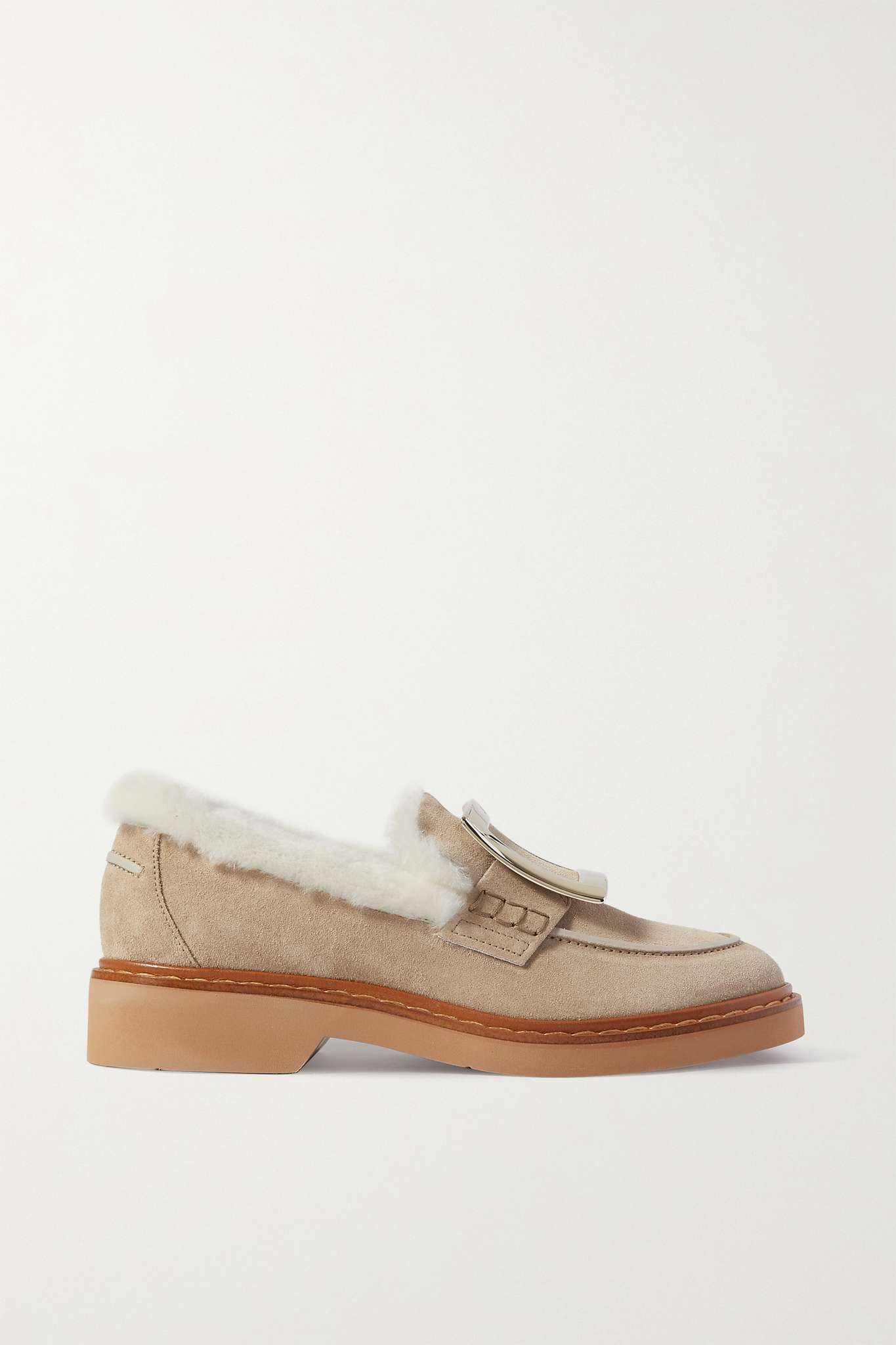 Viv Rangers embellished shearling-trimmed suede loafers - 1