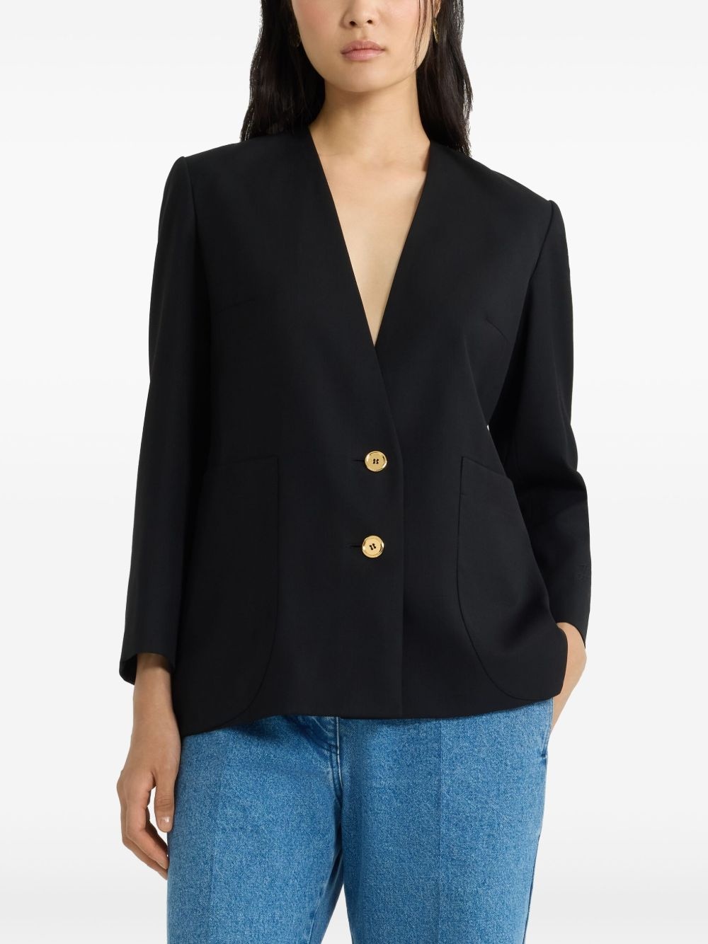 collarless twill jacket - 4