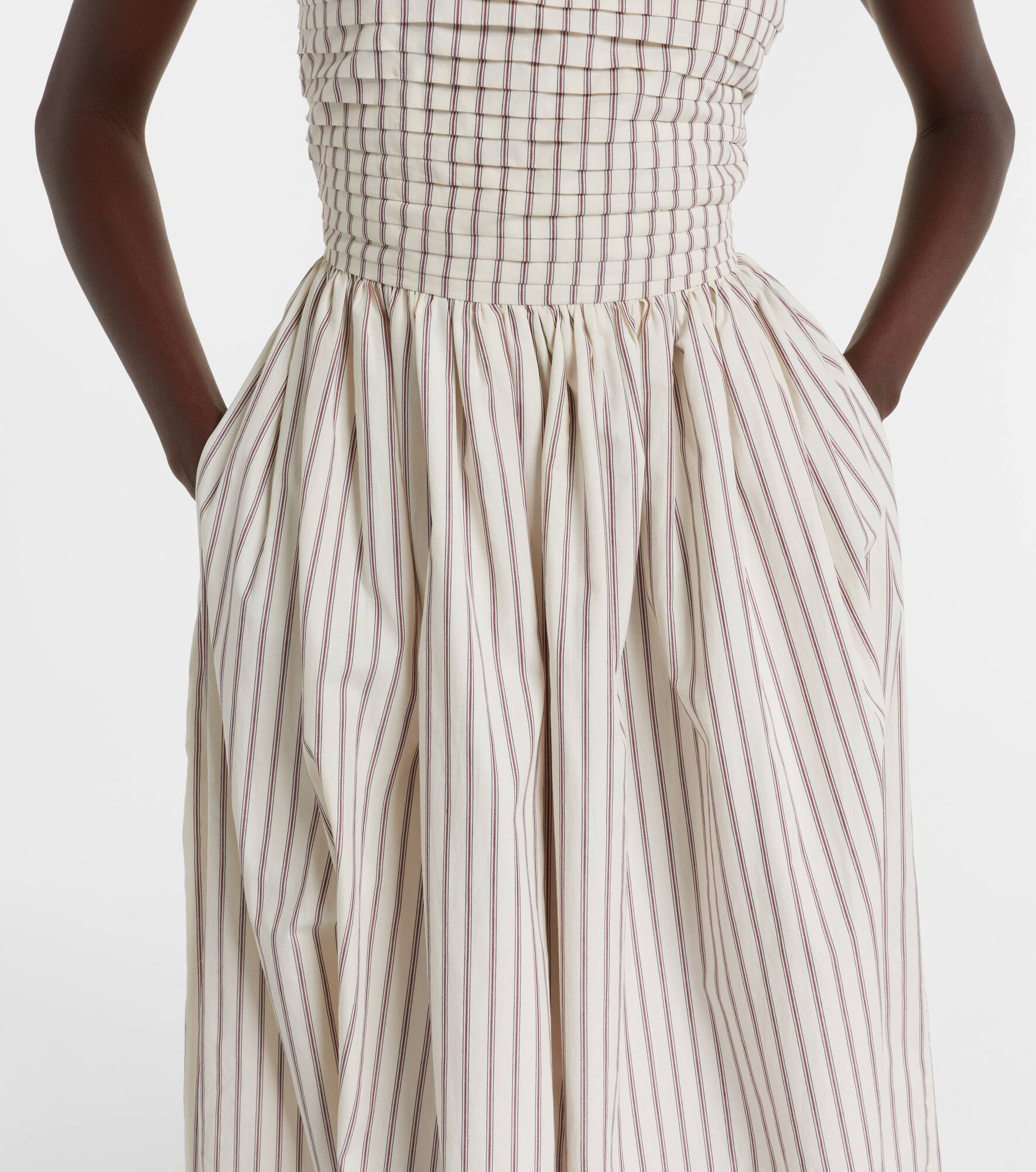 Halterneck striped cotton midi dress - 5