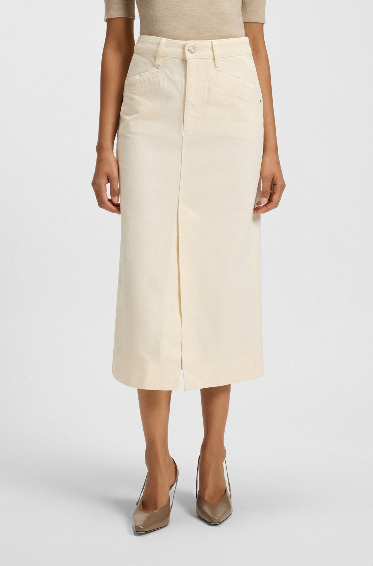 MIDI-LENGTH SKIRT IN OFF-WHITE RIGID DENIM - 2