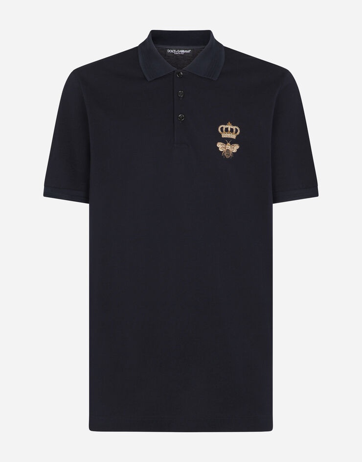 Cotton piqué polo-shirt with lurex embroidery - 3