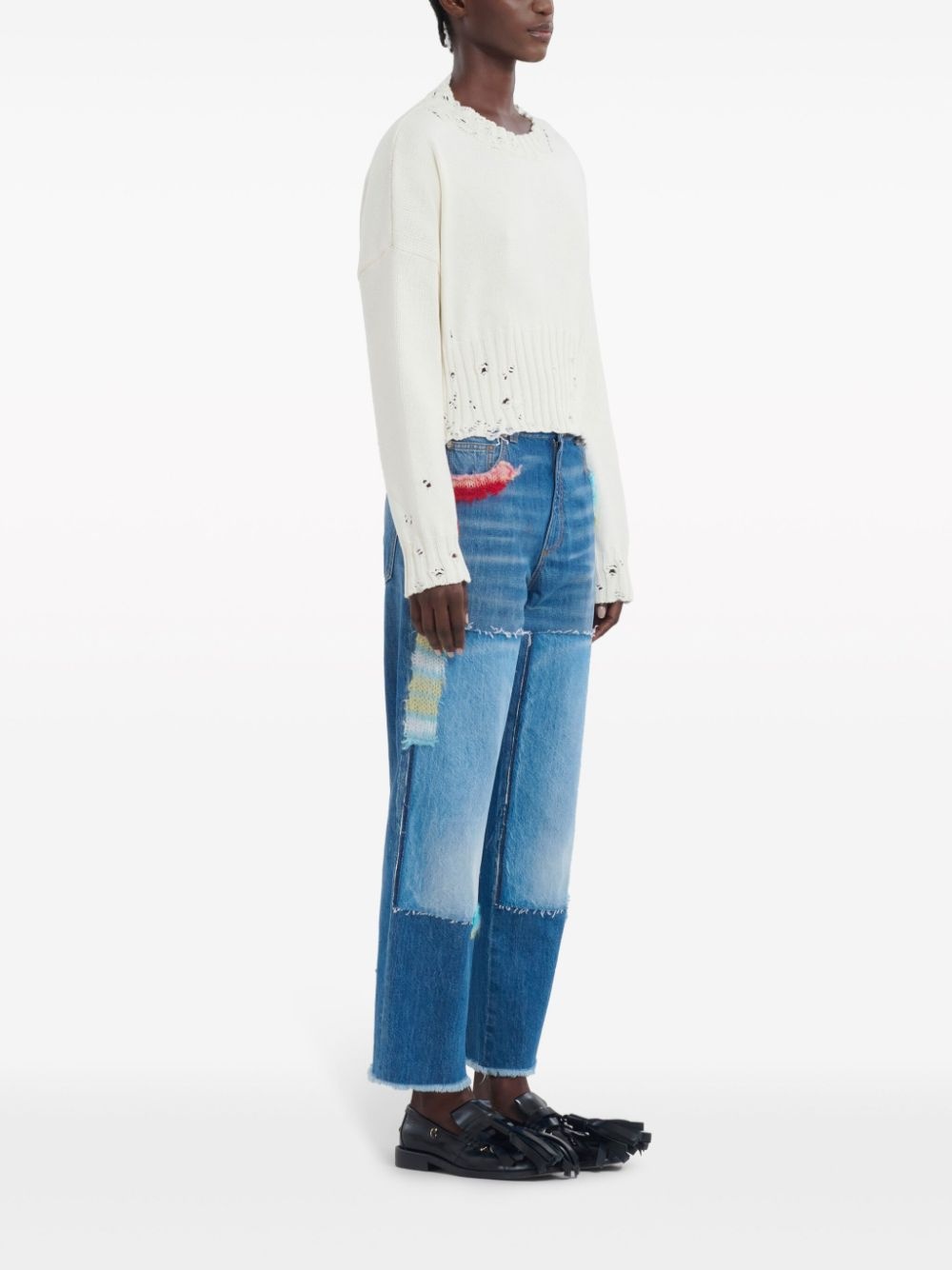 cropped distressed jumper - 3