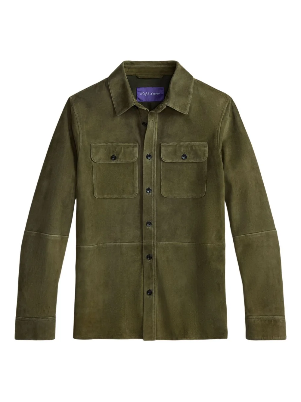 suede button-fastening shirt jacket - 1