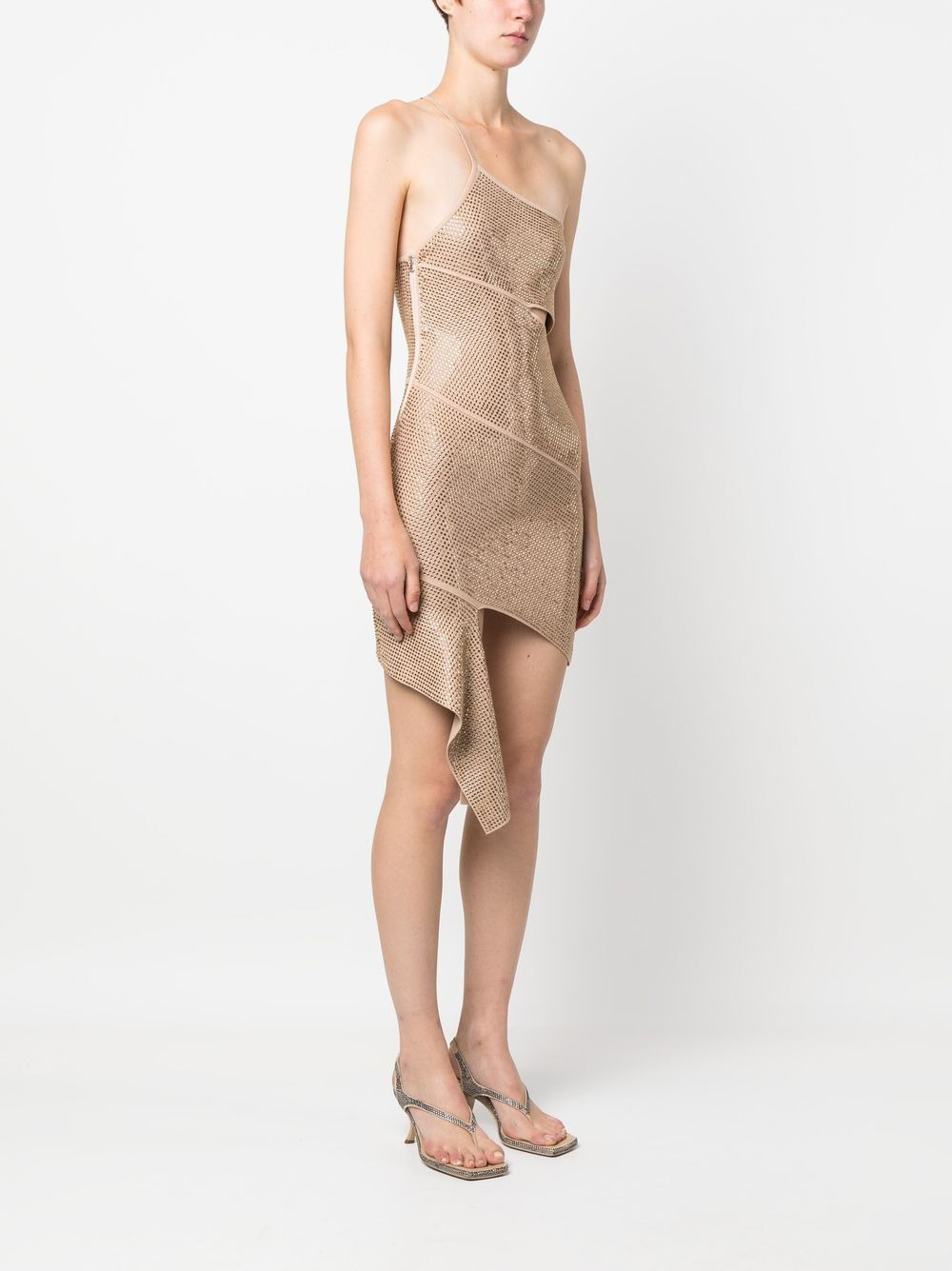 crystal-embellished asymmetric dress - 3