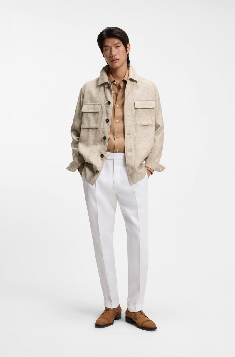 BOSS REGULAR-FIT OVERSHIRT IN VIRGIN WOOL, SILK AND LINEN outlook