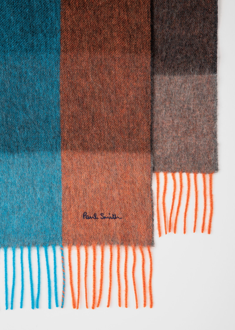 'Signature Stripe' Grid Cashmere & Lambswool Blanket 4