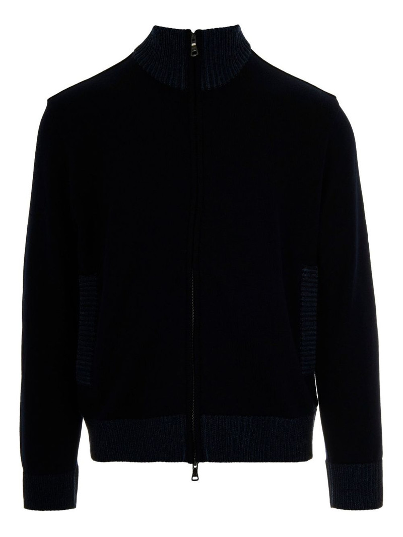 zipped ribbed-hem cardigan 1