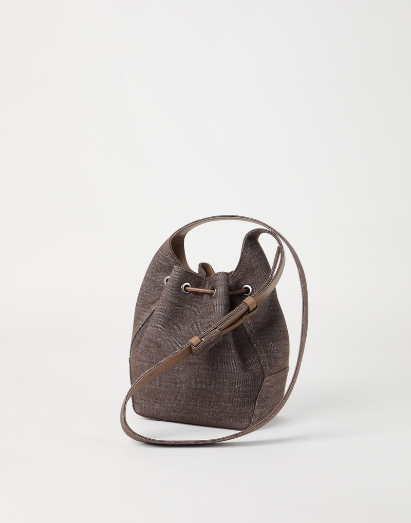 Brunello Cucinelli BC Duo small bucket bag in no-fade denim outlook