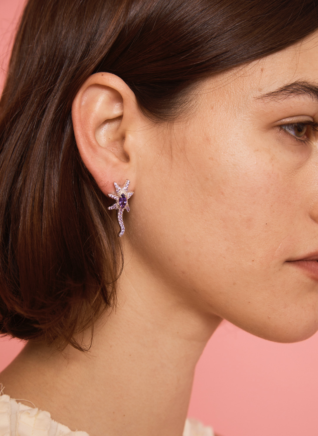 EMERALD PINK STAR TRAIL EARRINGS - 2