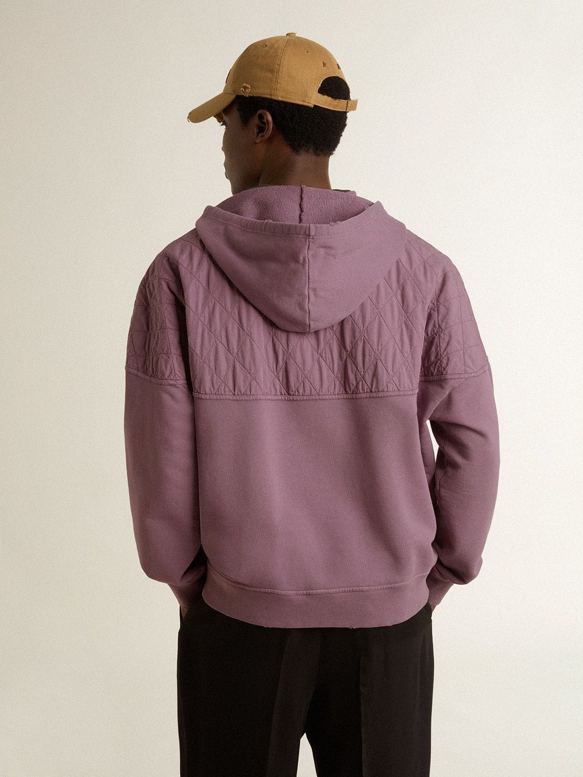 Unisex mauve cotton sweatshirt with print on the front - 4