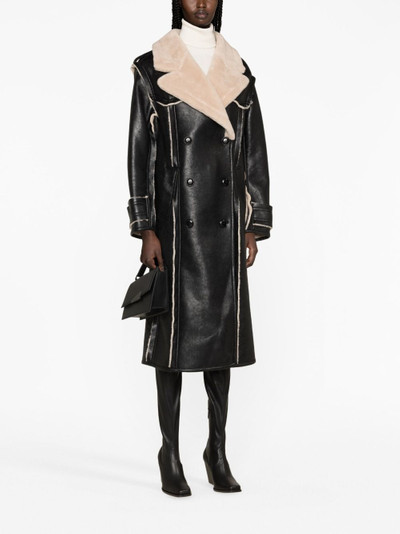 STAND STUDIO Frankie double-breasted faux-leather coat outlook