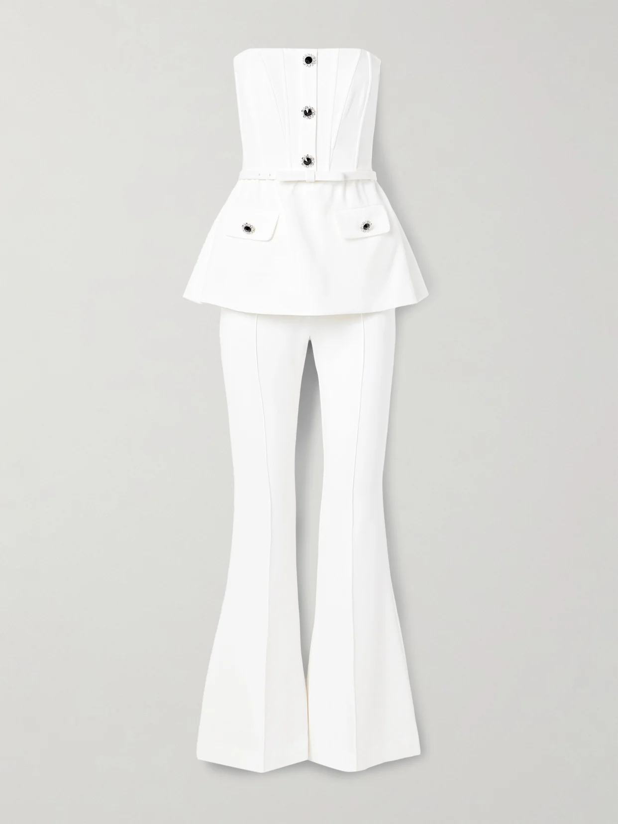 Strapless Belted Embellished Stretch-crepe Jumpsuit - 1