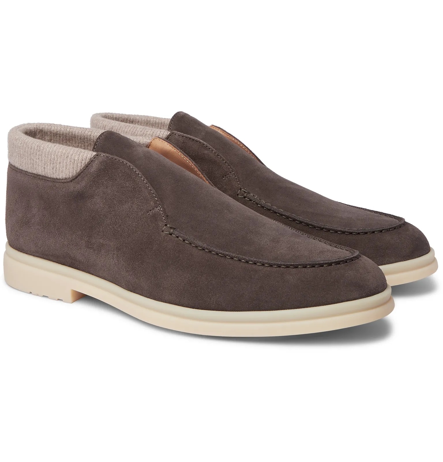 Open Wintery Walk Cashmere-Trimmed Suede Boots - 2