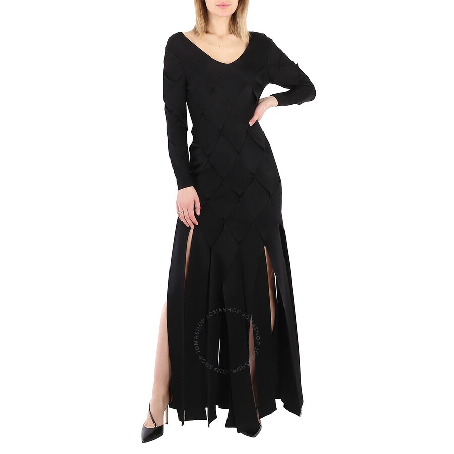 Burberry Ladies Black Anatori Long-sleeve Panelled Knit Gown - 3