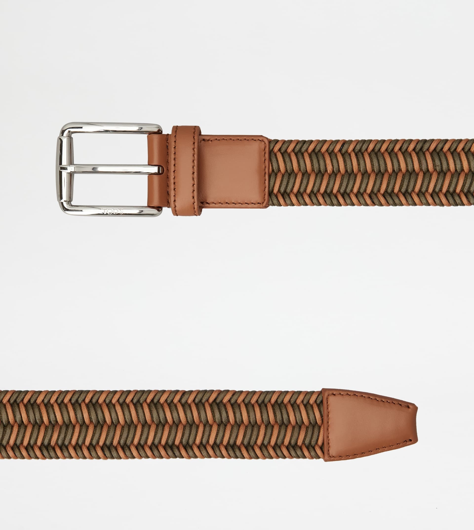 BELT IN FABRIC AND LEATHER - BROWN, GREEN - 2