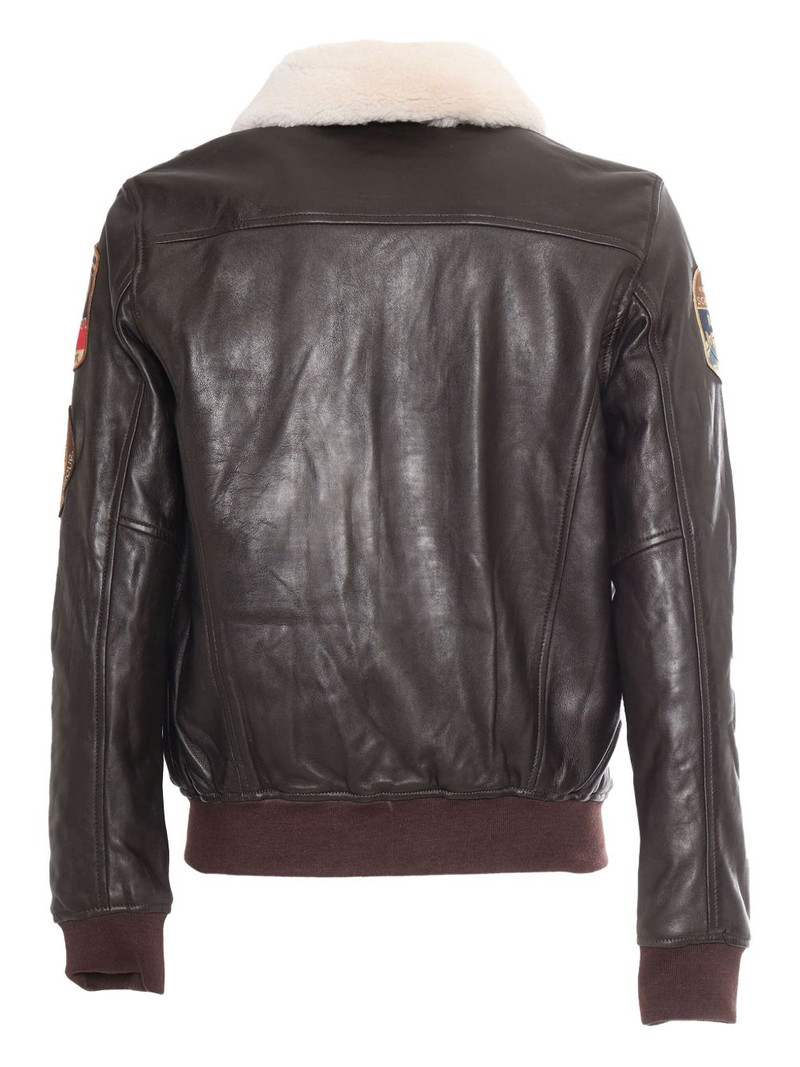 Schott patch-detailed leather bomber jacket outlook