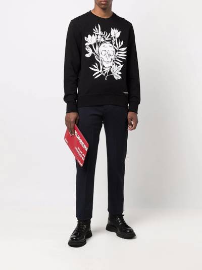 Alexander McQueen skull floral-print crew-neck sweatshirt outlook