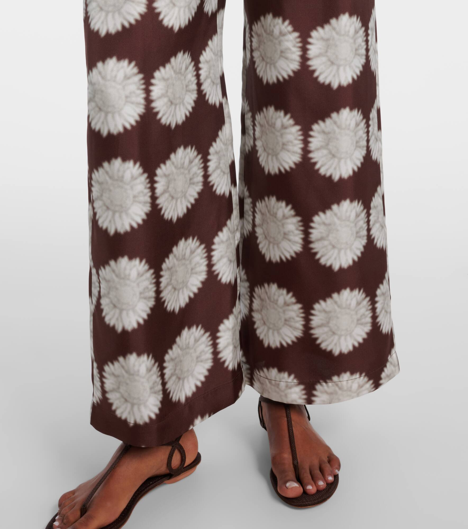 Isola floral silk twill wide-leg pants - 5