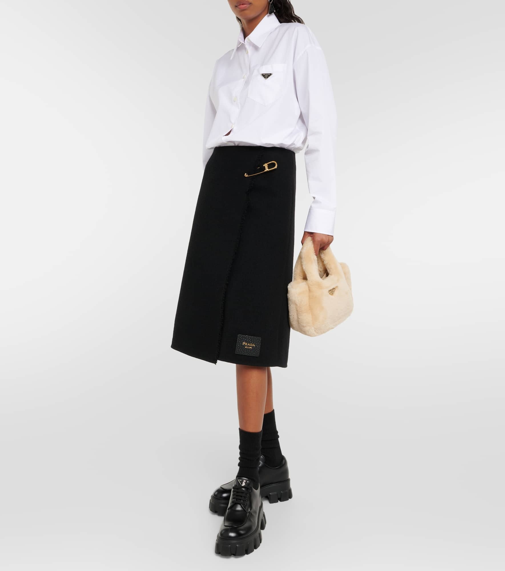 Mini shearling tote bag - 5