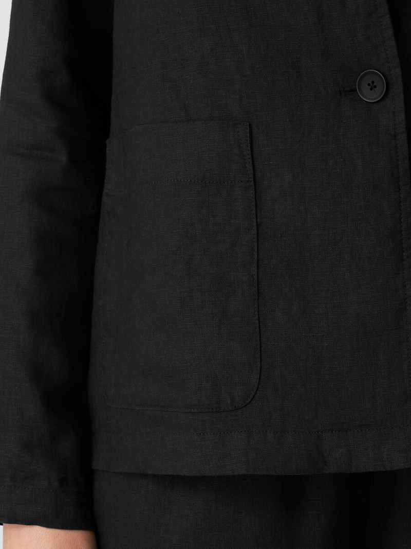 Organic Linen High Collar Jacket 5