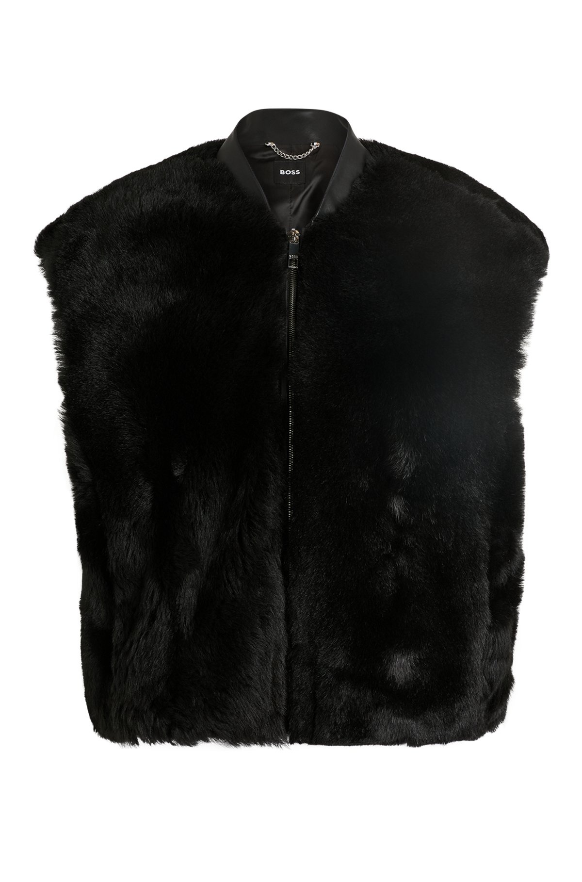SLEEVELESS SHEARLING JACKET WITH LEATHER TRIMS - 1